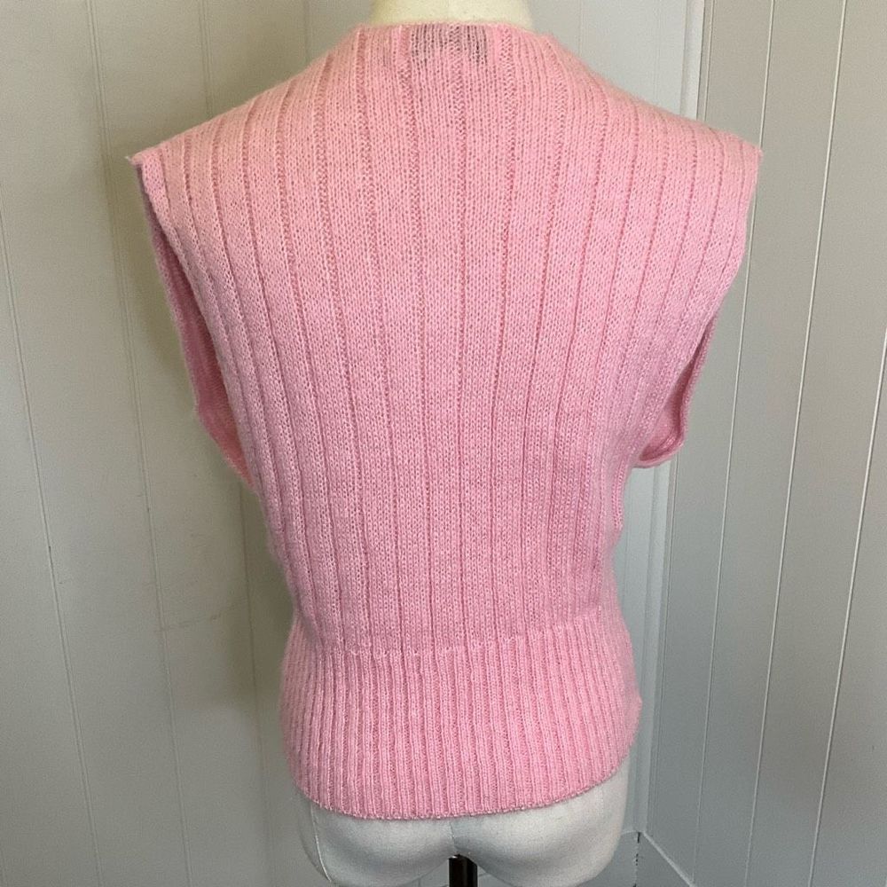Pink Ribbed Wrap-Front Crew Sweater - Picture 6 of 9